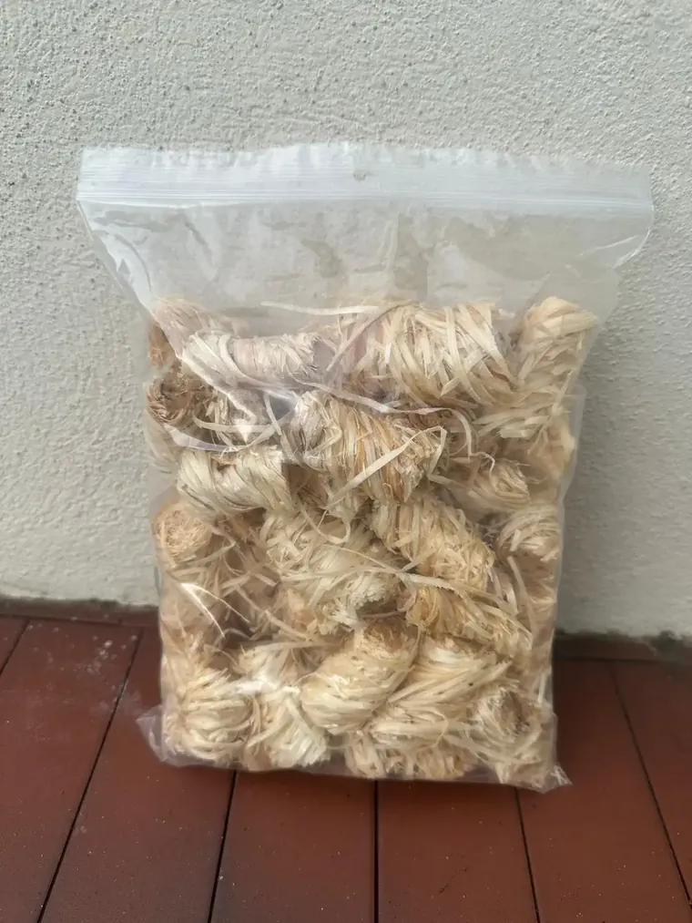 Punga de lână de lemn pentru aprins focul